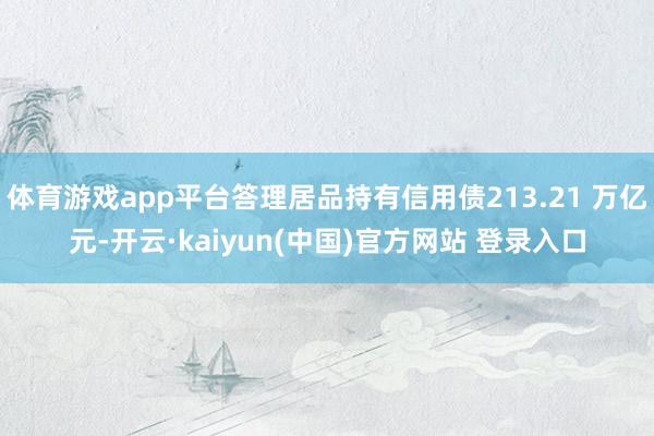 体育游戏app平台答理居品持有信用债213.21 万亿元-开云·kaiyun(中国)官方网站 登录入口
