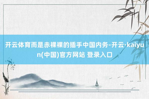 开云体育而是赤裸裸的插手中国内务-开云·kaiyun(中国)官方网站 登录入口