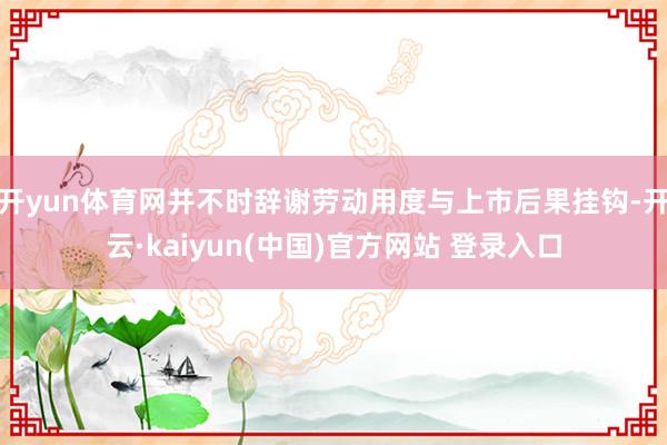 开yun体育网并不时辞谢劳动用度与上市后果挂钩-开云·kaiyun(中国)官方网站 登录入口