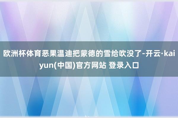 欧洲杯体育恶果温迪把蒙德的雪给吹没了-开云·kaiyun(中国)官方网站 登录入口