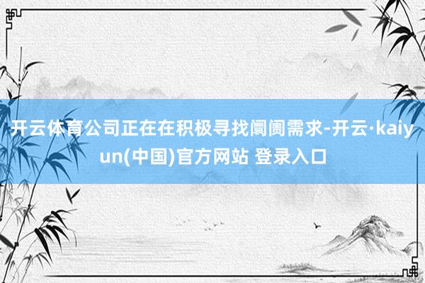 开云体育公司正在在积极寻找阛阓需求-开云·kaiyun(中国)官方网站 登录入口