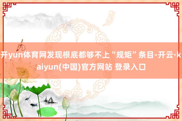 开yun体育网发现根底都够不上“规矩”条目-开云·kaiyun(中国)官方网站 登录入口