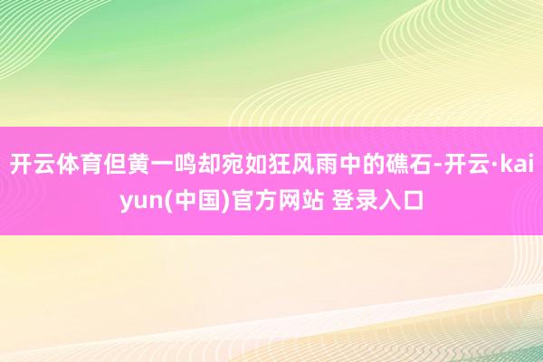 开云体育但黄一鸣却宛如狂风雨中的礁石-开云·kaiyun(中国)官方网站 登录入口