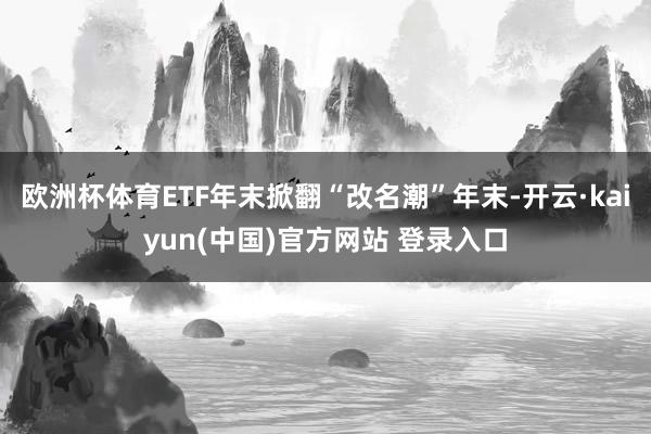 欧洲杯体育ETF年末掀翻“改名潮”年末-开云·kaiyun(中国)官方网站 登录入口