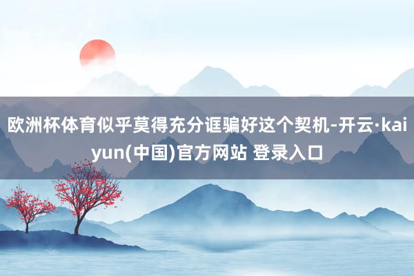 欧洲杯体育似乎莫得充分诓骗好这个契机-开云·kaiyun(中国)官方网站 登录入口