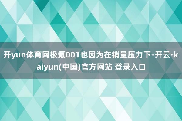 开yun体育网极氪001也因为在销量压力下-开云·kaiyun(中国)官方网站 登录入口
